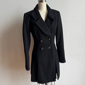 ANNE FONTAINE Armanda Black Wool Pea Coat